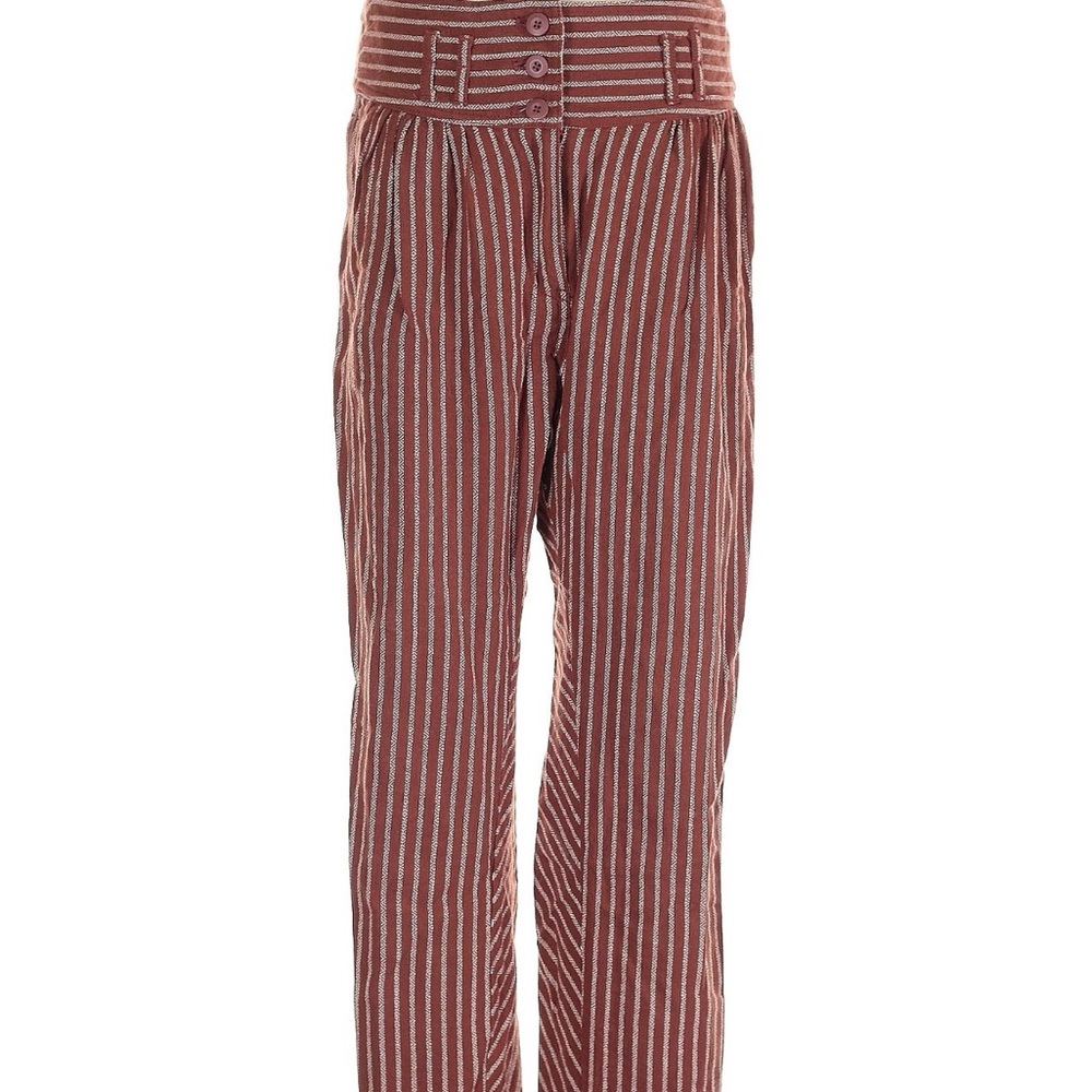 Free People Rust & White Striped Trousers